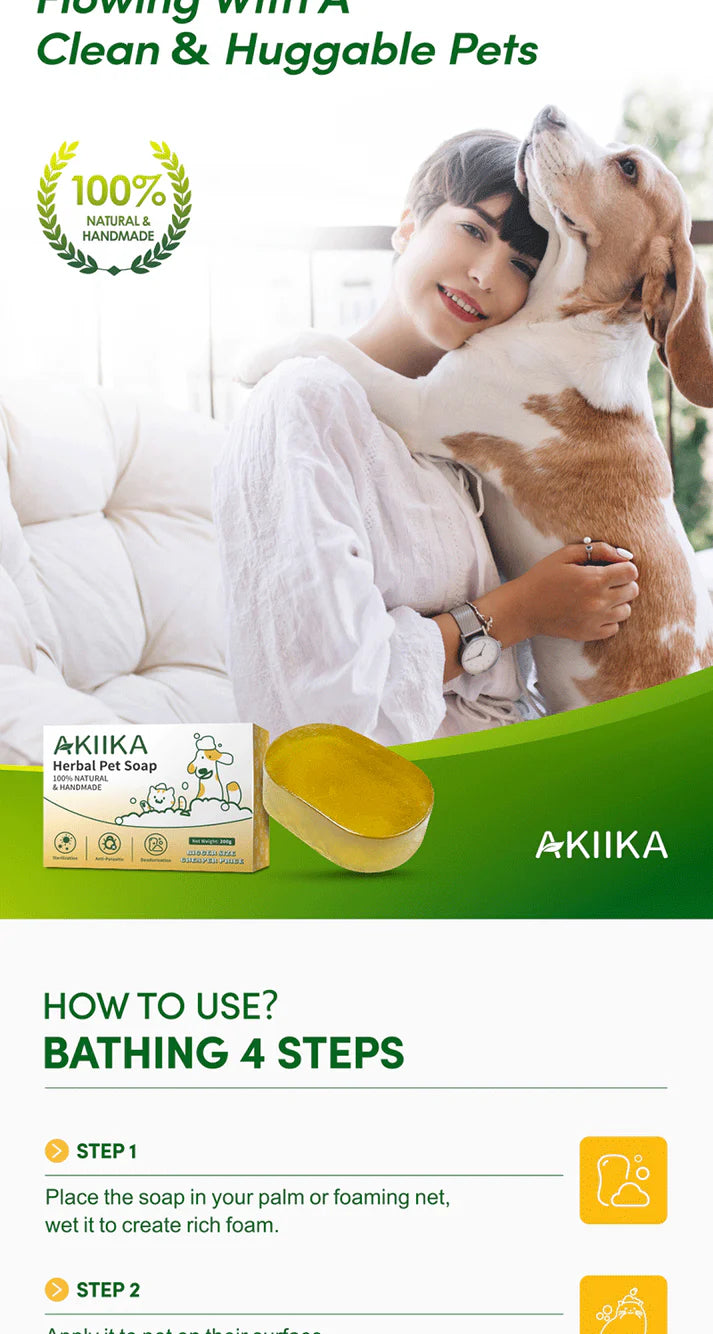AKIIKA™ Handmade Herbal Pet Soap 100% Natural 200g
