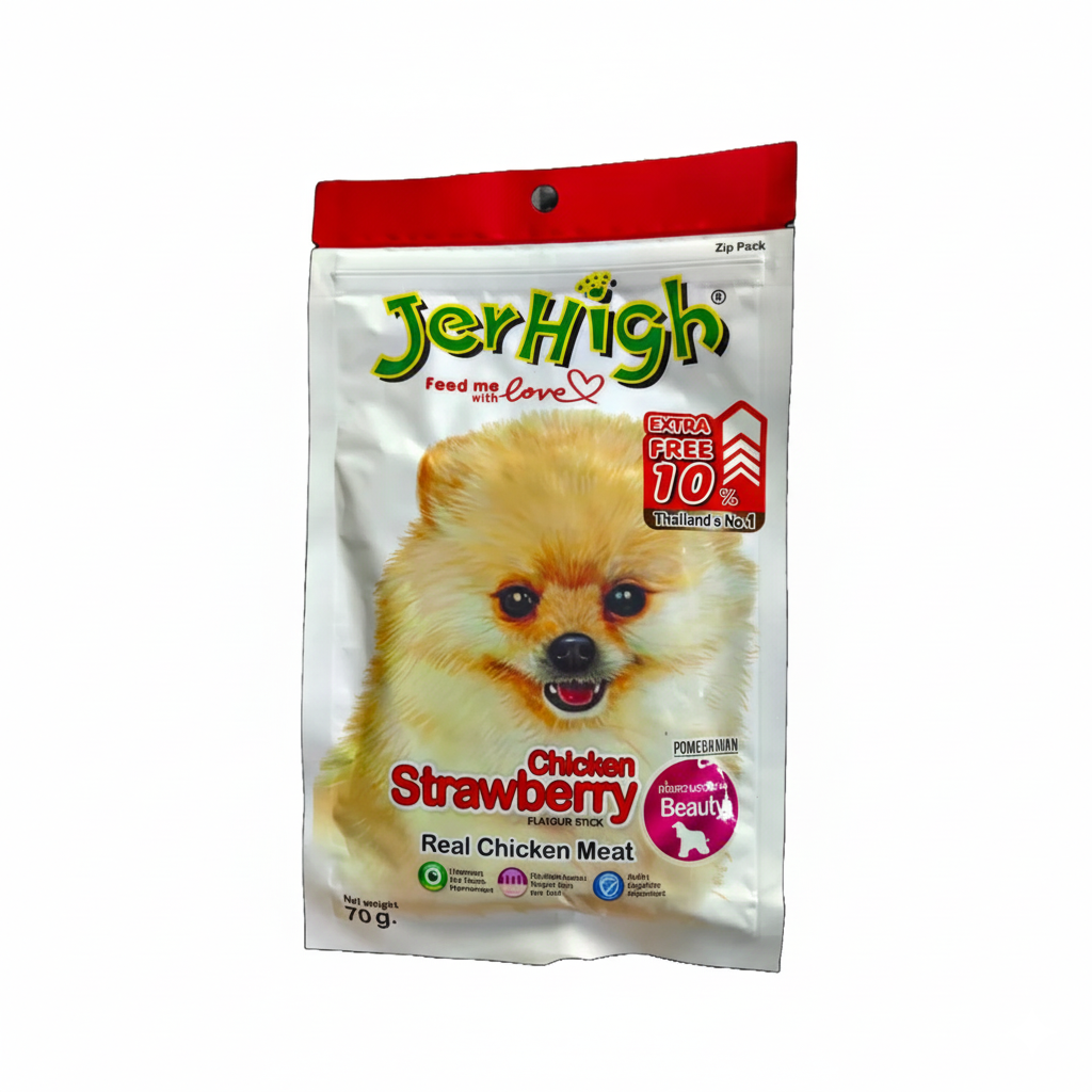 JerHigh Strawberry Stick Dog Treats - 70g