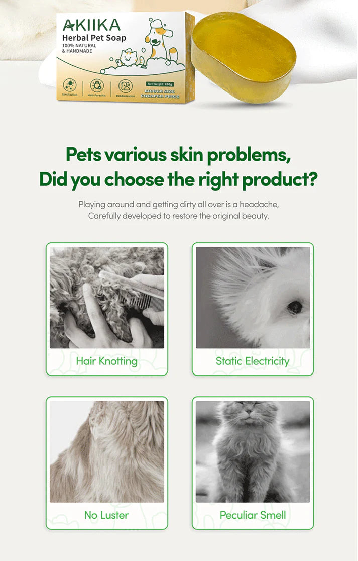 AKIIKA™ Handmade Herbal Pet Soap 100% Natural 200g