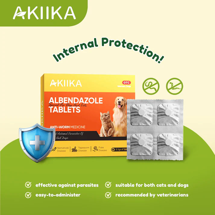 AKIIKA™ Albendazole Tablets 0.1g (4pcs in One Box)